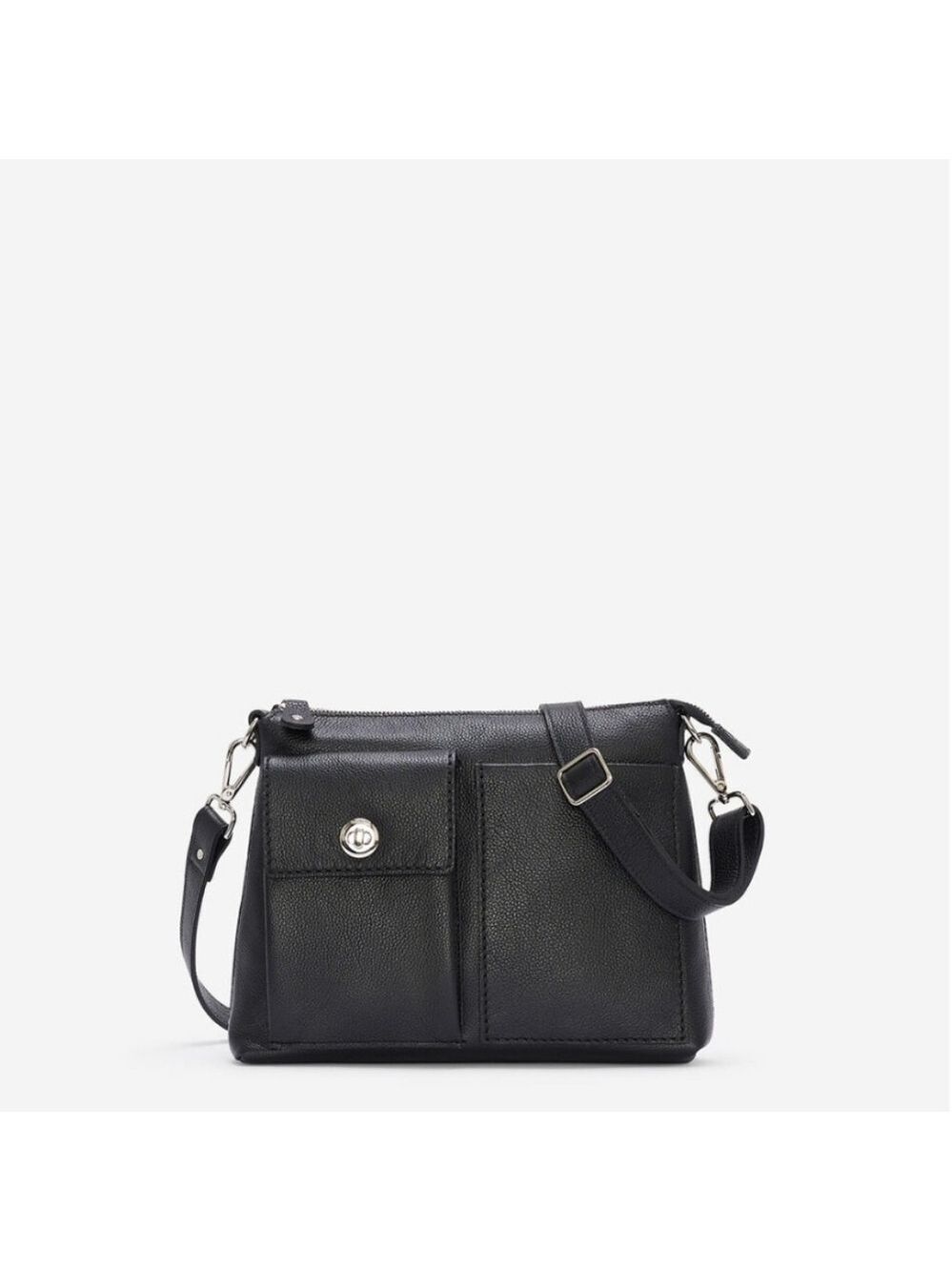Roots The Villager Cervino Pebbled Black Leather Crossbody Bag